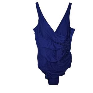 Miraclesuit Ruched Blue Shapewear Swimsuit with Sequins